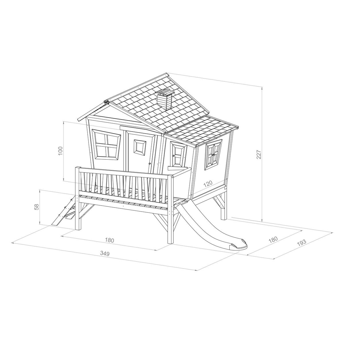 AXI Spielhaus Emma braun B/H/L: ca. 349x227x193 cm Emma - braun/weiß (193,00/349,00/227,00cm) - AXI
