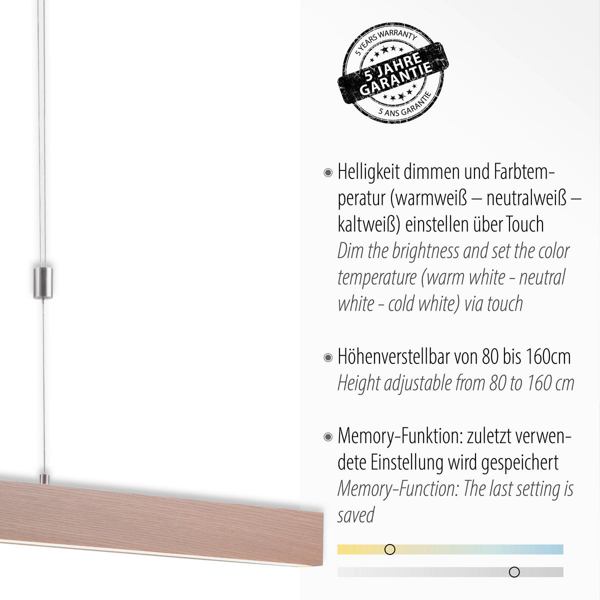 Just Light LED-Pendelleuchte AMANDA 11420-78 natur Aluminium B/H/T: ca. 110x160x5 cm 1.0 Brennstellen AMANDA - natur (110,00/160,00/5,00cm) - Just Light
