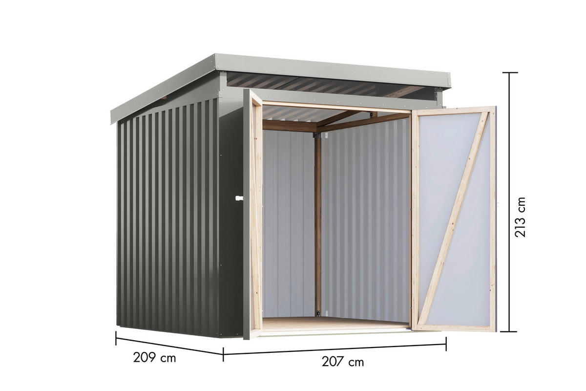 Karibu Gartenhaus Indra 2 grau B/H/T: ca. 206x213x206 cm Indra 2 - grau (206,00/213,00/206,00cm) - Karibu