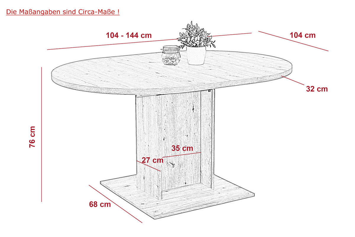 Esstisch Ronda Eiche B/H/T: ca. 144x76x104 cm Ronda - Eiche (144,00/76,00/104,00cm) - Hela