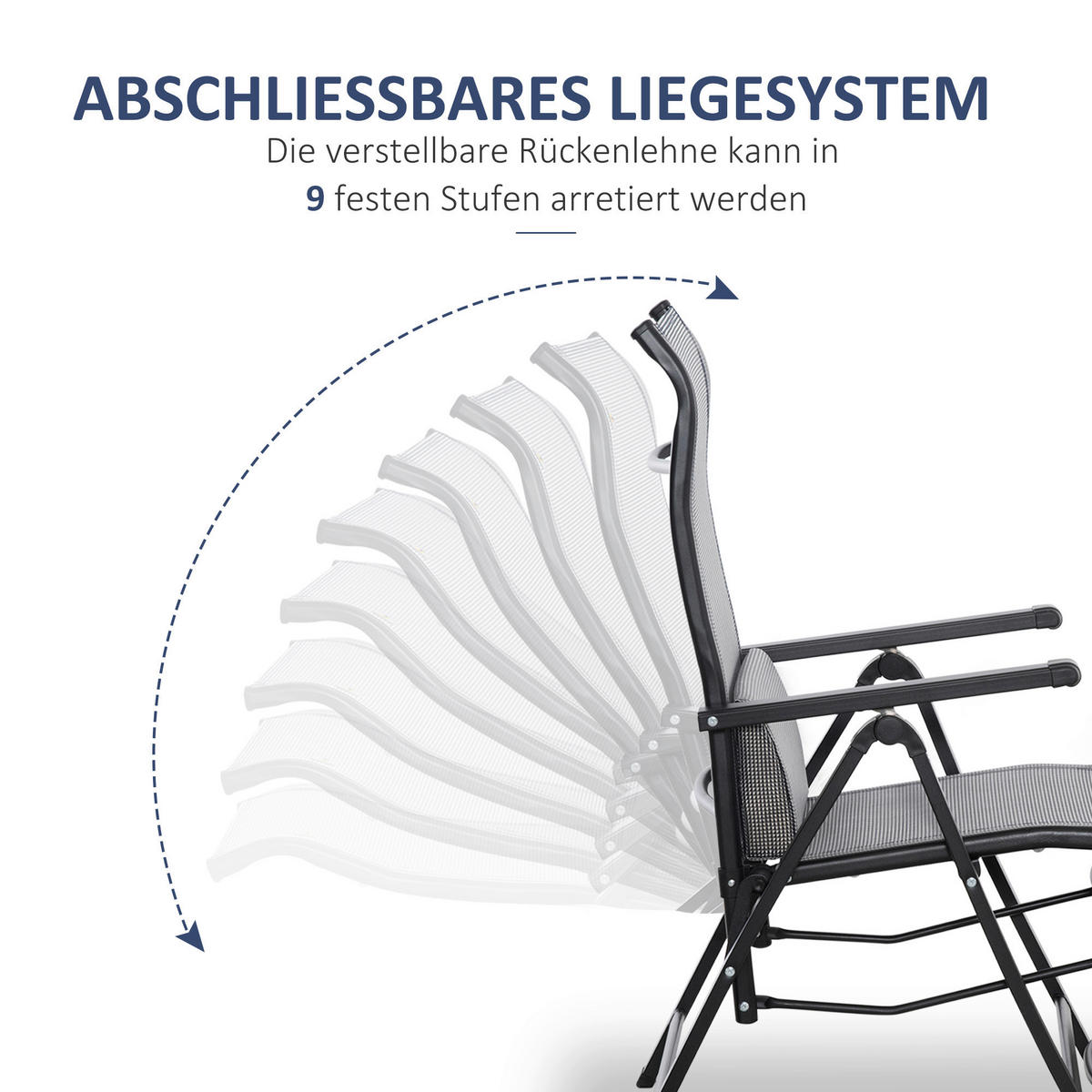 Outsunny Sonnenliege grau Mesh B/H/L: ca. 65x111x70 cm Sonnenliege - grau (70,00/65,00/111,00cm) - Outsunny