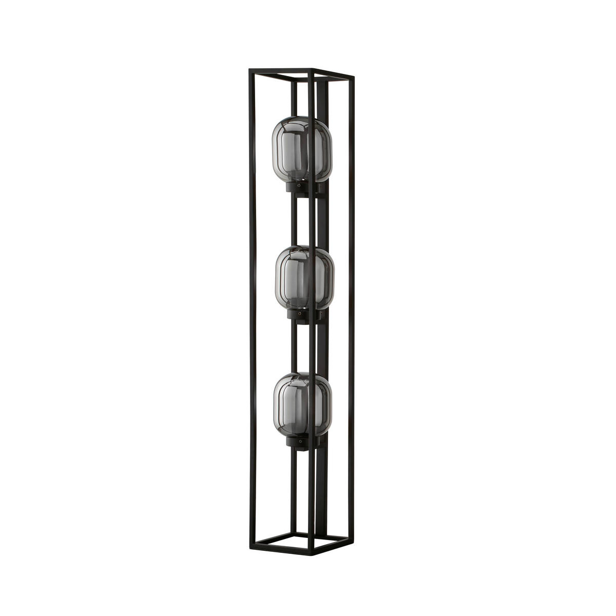 Fischer & Honsel Stehleuchte 40403 Rauch schwarz Glas Metall B/H/T: ca. 20x130x20 cm E27 3 Brennstellen Regi - schwarz/Rauch (20,00/130,00/20,00cm) - Fischer & Honsel