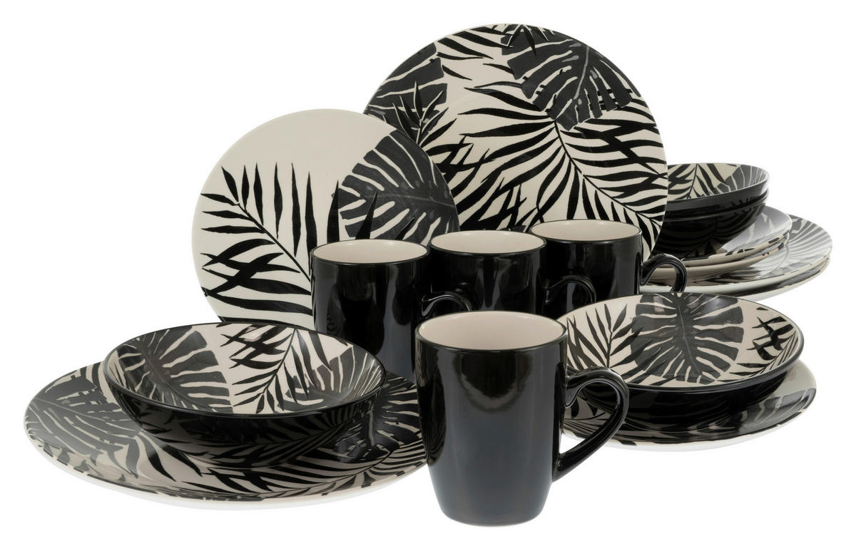 CreaTable Kombiservice TROPICANA schwarz Steinzeug 16 tlg. TROPICANA - schwarz - CreaTable