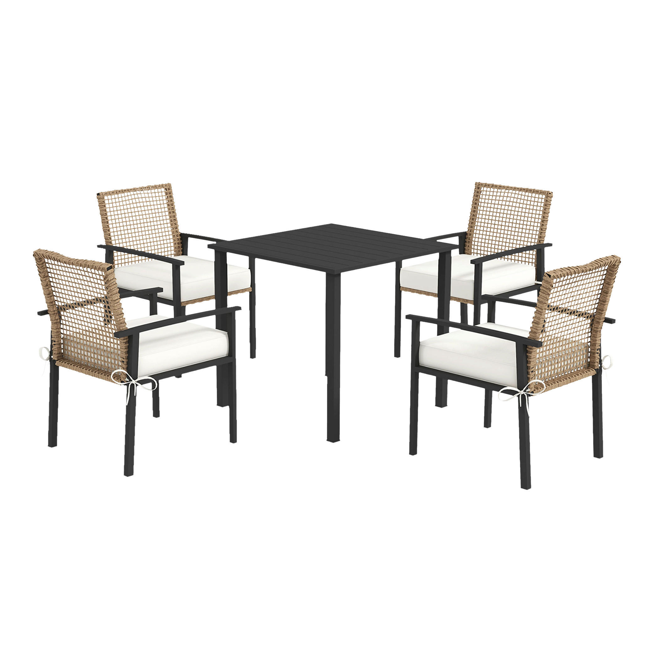 Outsunny Sitzgruppe schwarz Polyrattan B/H/L: ca. 79x79x75 cm Rattan_Sitzgruppe - natur/schwarz (75,00/79,00/79,00cm) - Outsunny