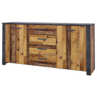 Sideboard Oregon Old Wood Nachbildung Fresko Spanplatte B/H/T: ca. 180x86x44 cm Oregon - dunkelgrau (180,00/86,00/44,00cm)