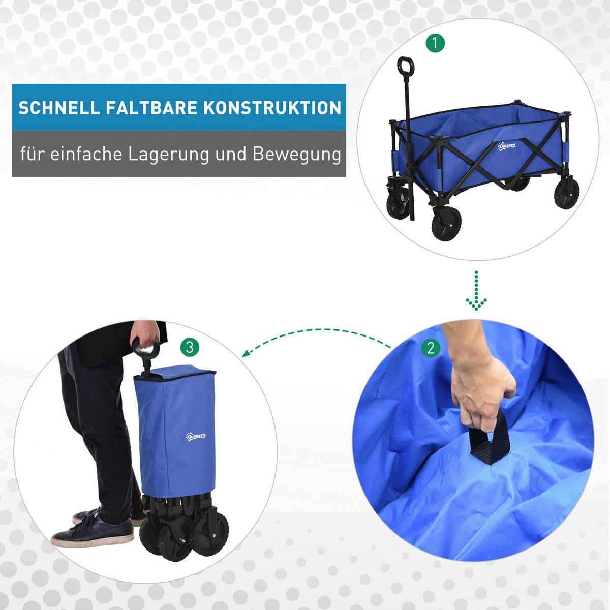Outsunny Bollerwagen faltbar dunkelblau Stahl B/H/L: ca. 51x92x107 cm Bollerwagen_faltbar - dunkelblau (107,00/51,00/92,00cm) - Outsunny