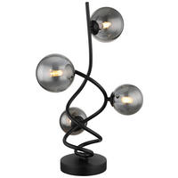 GLOBO LED-Tischleuchte mattschwarz Rauch Metall Glas B/H/T/D: ca. 28x52x30x15 cm 4 Brennstellen RIHA - Rauch/mattschwarz (28,00/52,00/30,00cm) - GLOBO
