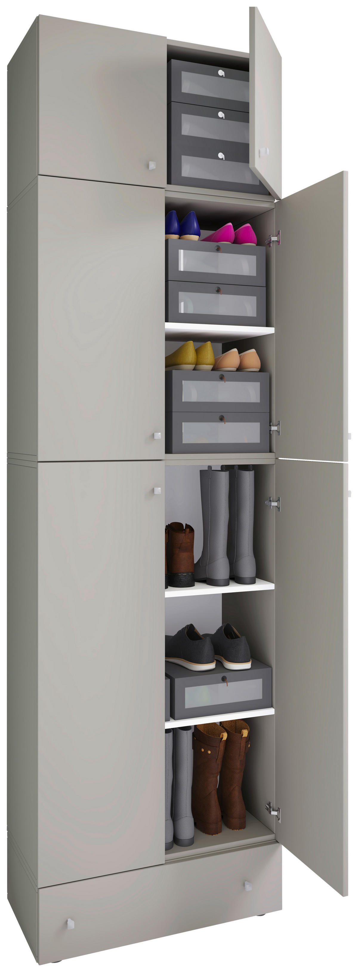Schuhschrank Lona grau weiß B/H/T: ca. 70x240x39 cm Lona - weiß/grau (70,00/240,00/39,00cm) - VCM Möbel