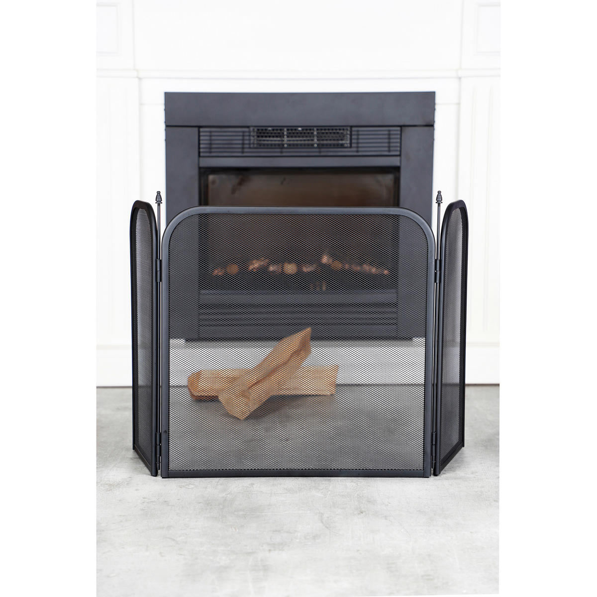 Kamin Funkenschutz grau Metall Kamin-Funkenschutz - grau