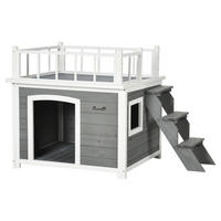 PawHut Hunde-Zubehör hellgrau Holz B/H/L: ca. 77x121x78 cm Hundehütte - hellgrau (78,00/77,00/121,00cm) - PawHut