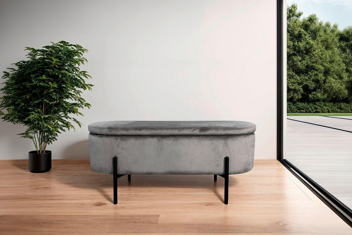 Truhe NOVA grau B/H/T: ca. 95x42x37,5 cm NOVA - grau (95,00/42,00/37,50cm) - byLIVING