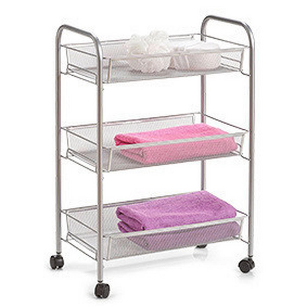 Zeller Rollwagen silber Mesh B/H/L: ca. 26x63x44 cm Rollwagen - silber (44,00/26,00/63,00cm) - Zeller