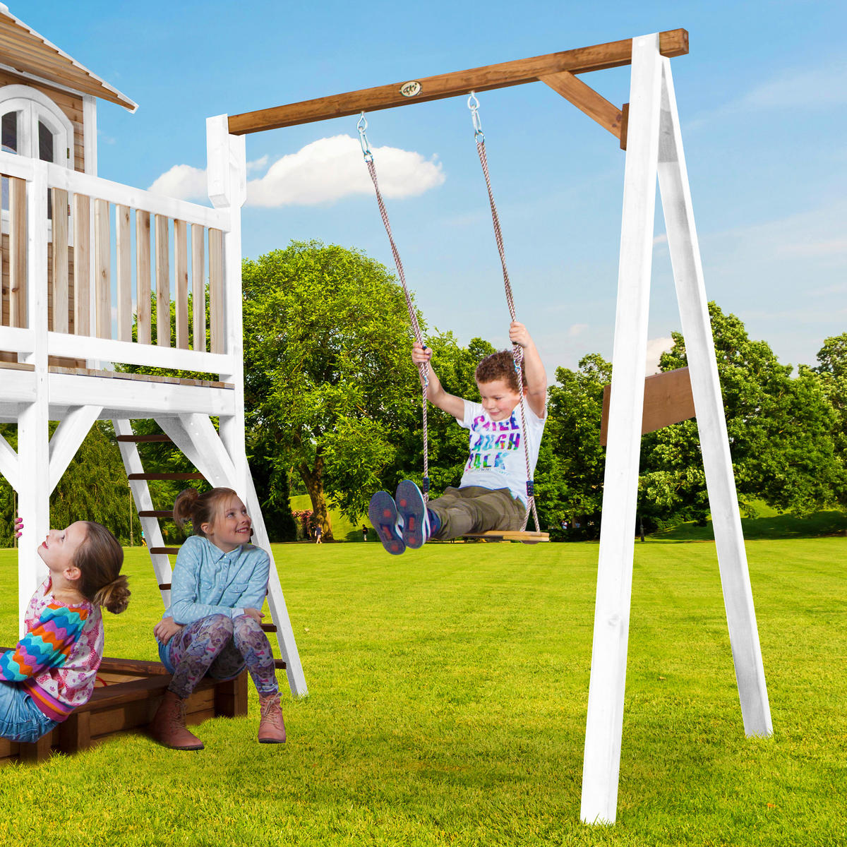 AXI Spielhaus Liam braun B/H/L: ca. 541x291x277 cm Liam - braun/weiß (277,00/541,00/291,00cm) - AXI
