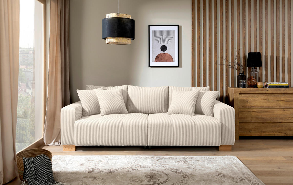 Big Sofa Alpha New creme Microfaser B/H/T: ca. 244x85x112 cm Alpha New - buche/creme (244,00/85,00/112,00cm)
