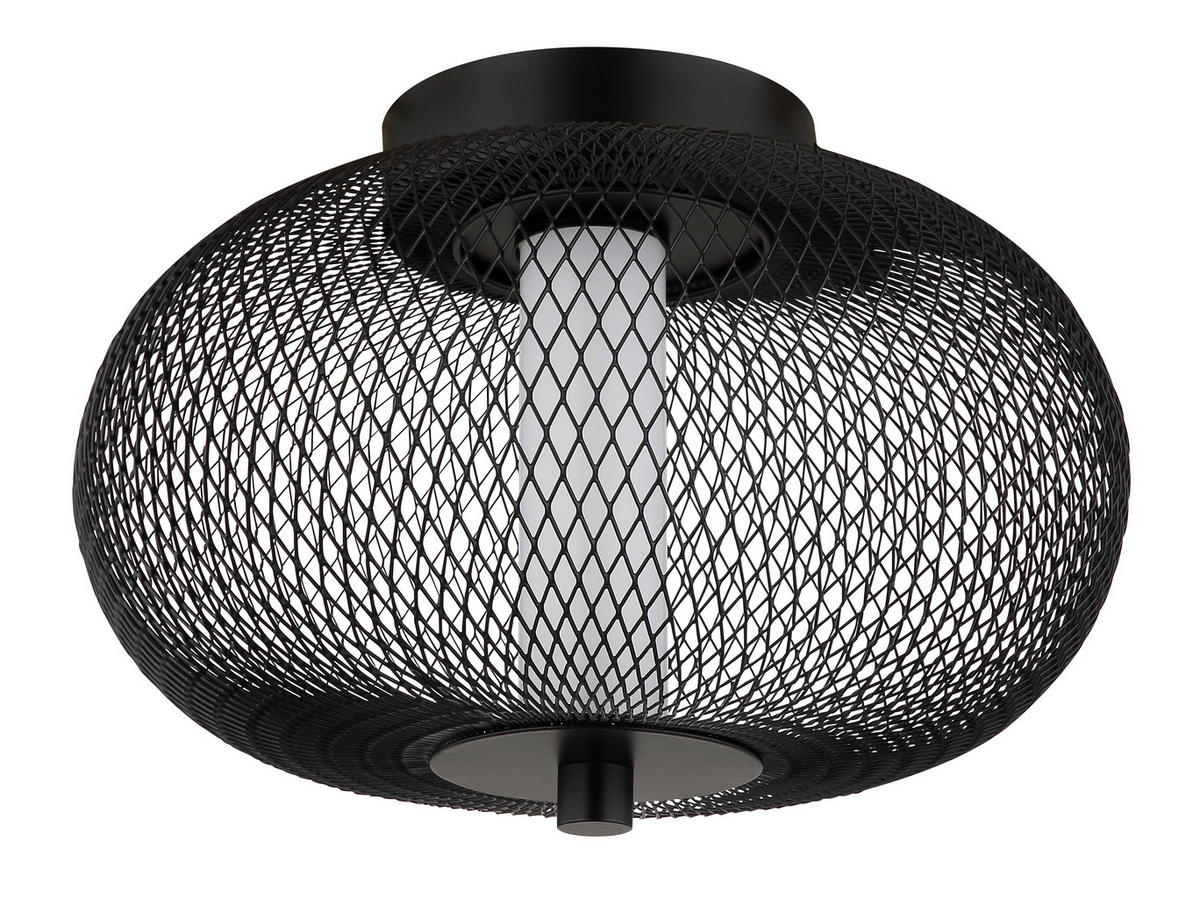 GLOBO LED-Deckenleuchte ASTARI 61270108 Opal schwarz Kunststoff Metall H/D: ca. 24x35 cm 1 Brennstellen ASTARI - schwarz/Opal (35,00/24,00cm) - GLOBO