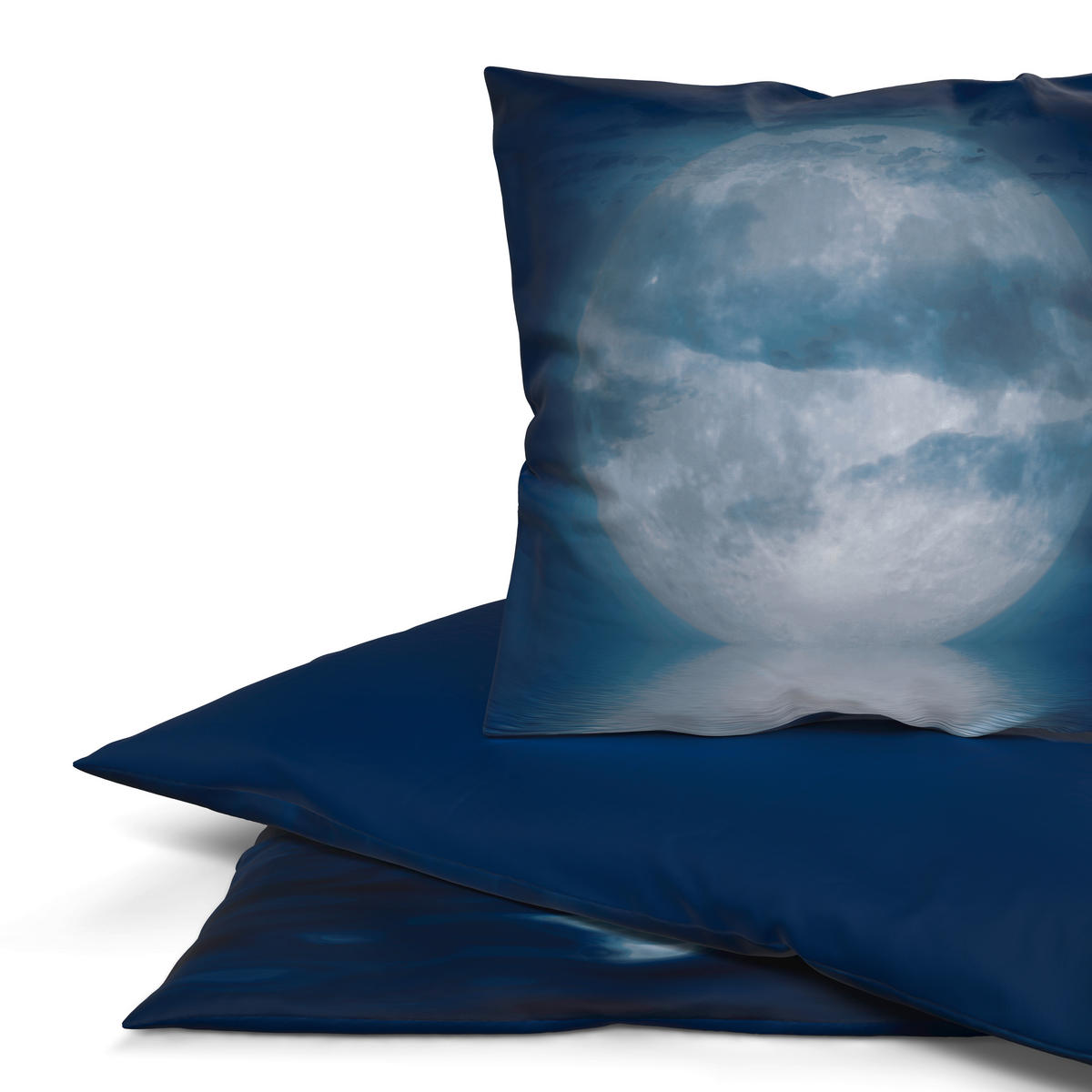 Microfaser Bettwäsche Wendebettwäsche_Microfaser Mond - dunkelblau/grau (135,00/200,00cm) - beau rêve