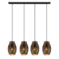 GLOBO Pendelleuchte Narri 24003-4H schwarz gold Metall B/H/L: ca. 15x120x90 cm E27 4 Brennstellen Pendelleuchte_Narri 4flg. - gold/schwarz (90,00/15,00/120,00cm) - GLOBO