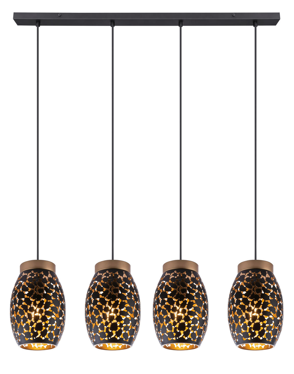 GLOBO Pendelleuchte Narri 24003-4H schwarz gold Metall B/H/L: ca. 15x120x90 cm E27 4 Brennstellen Pendelleuchte_Narri 4flg. - gold/schwarz (90,00/15,00/120,00cm) - GLOBO