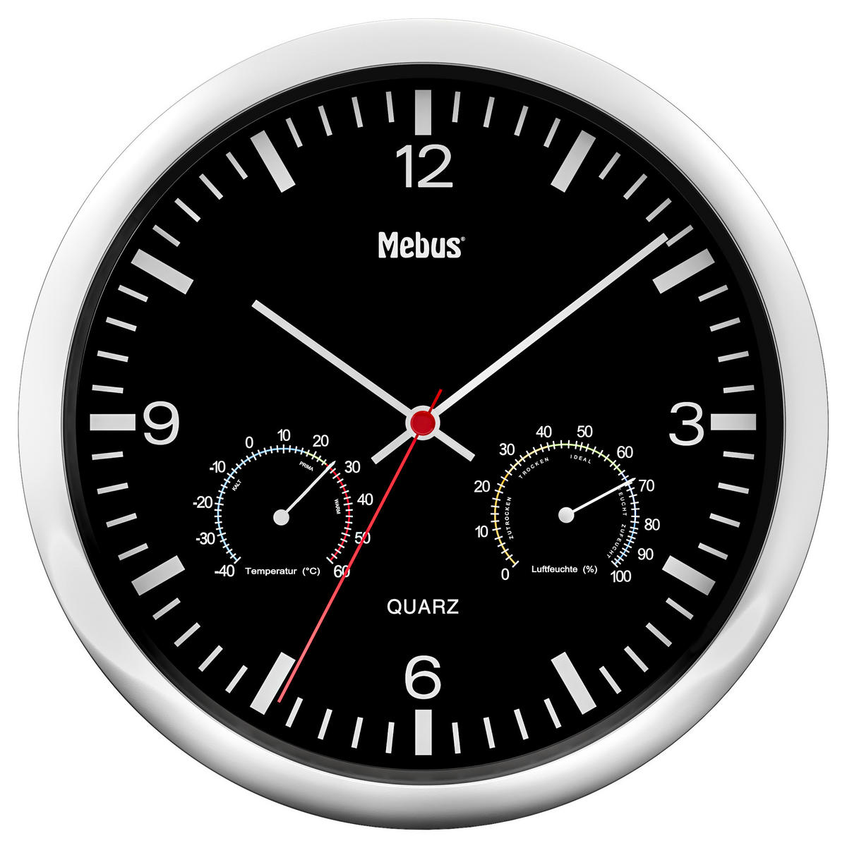 Mebus Wanduhr schwarz D: ca. 25 cm Wanduhr_Quarz - schwarz (25,00cm) - Mebus