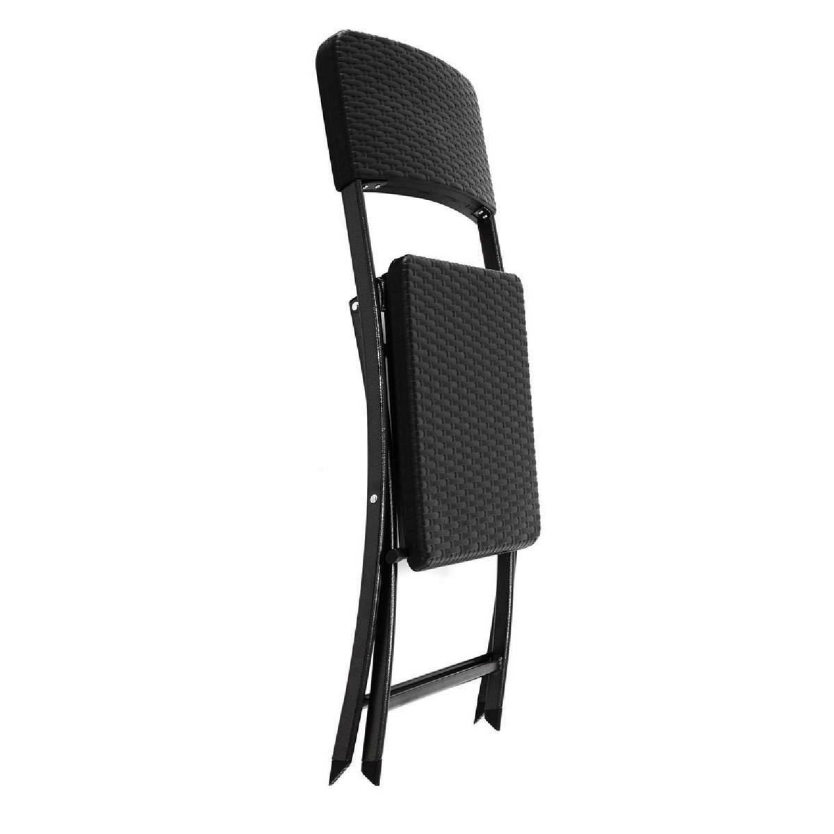 VCM Klappstuhl-Set schwarz Polyrattan B/H/T: ca. 40x80x38 cm Klappstuhlset - schwarz (40,00/80,00/38,00cm) - VCM
