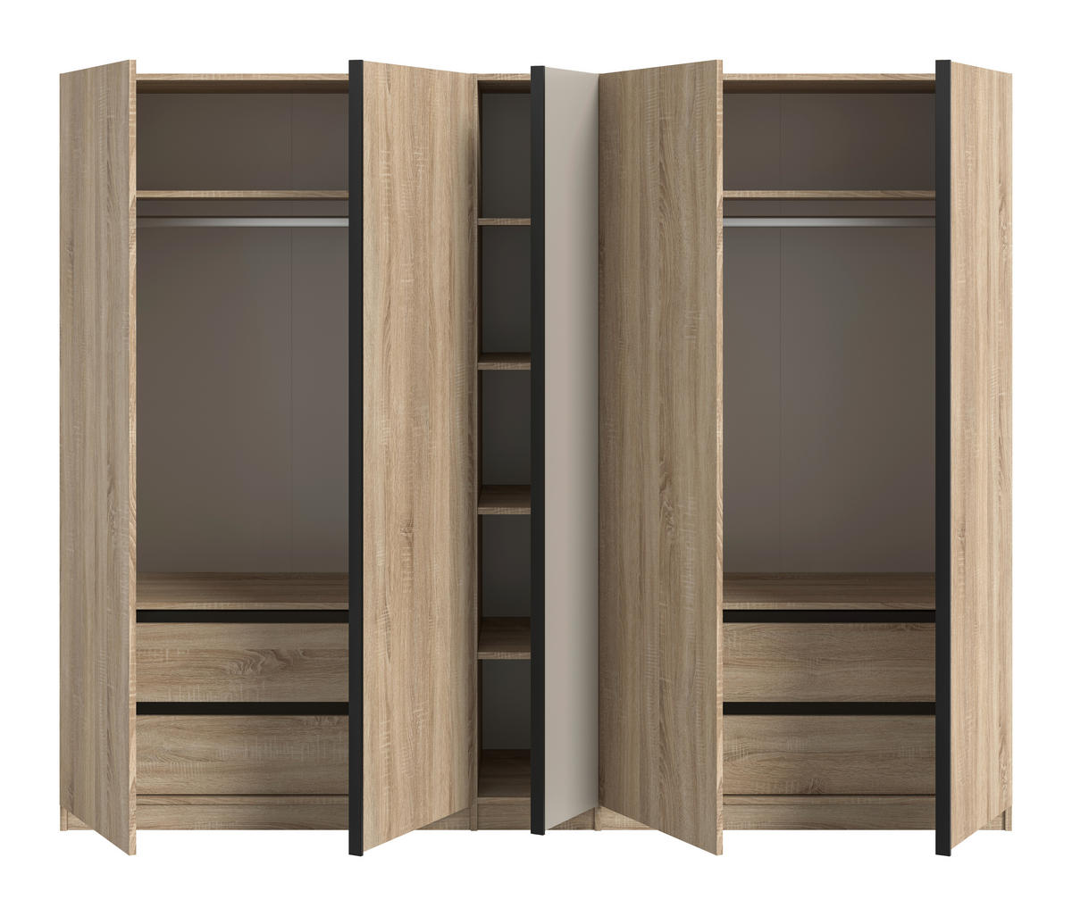 Kleiderschrank OAKLAND Eiche Sonoma Nachbildung Cashmere B/H/T: ca. 230x183x53 cm OAKLAND - Eiche/Cashmere (230,00/183,00/53,00cm) - xonox.home