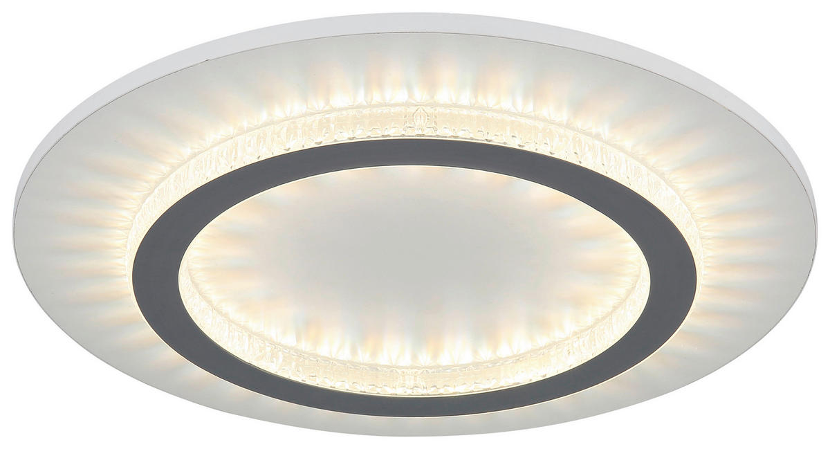 GLOBO LED-Deckenleuchte weiß hellgrau klar Metall Kunststoff H/D: ca. 5,5x35 cm 1 Brennstellen JAYDEN - klar/hellgrau (35,00/5,50cm) - GLOBO