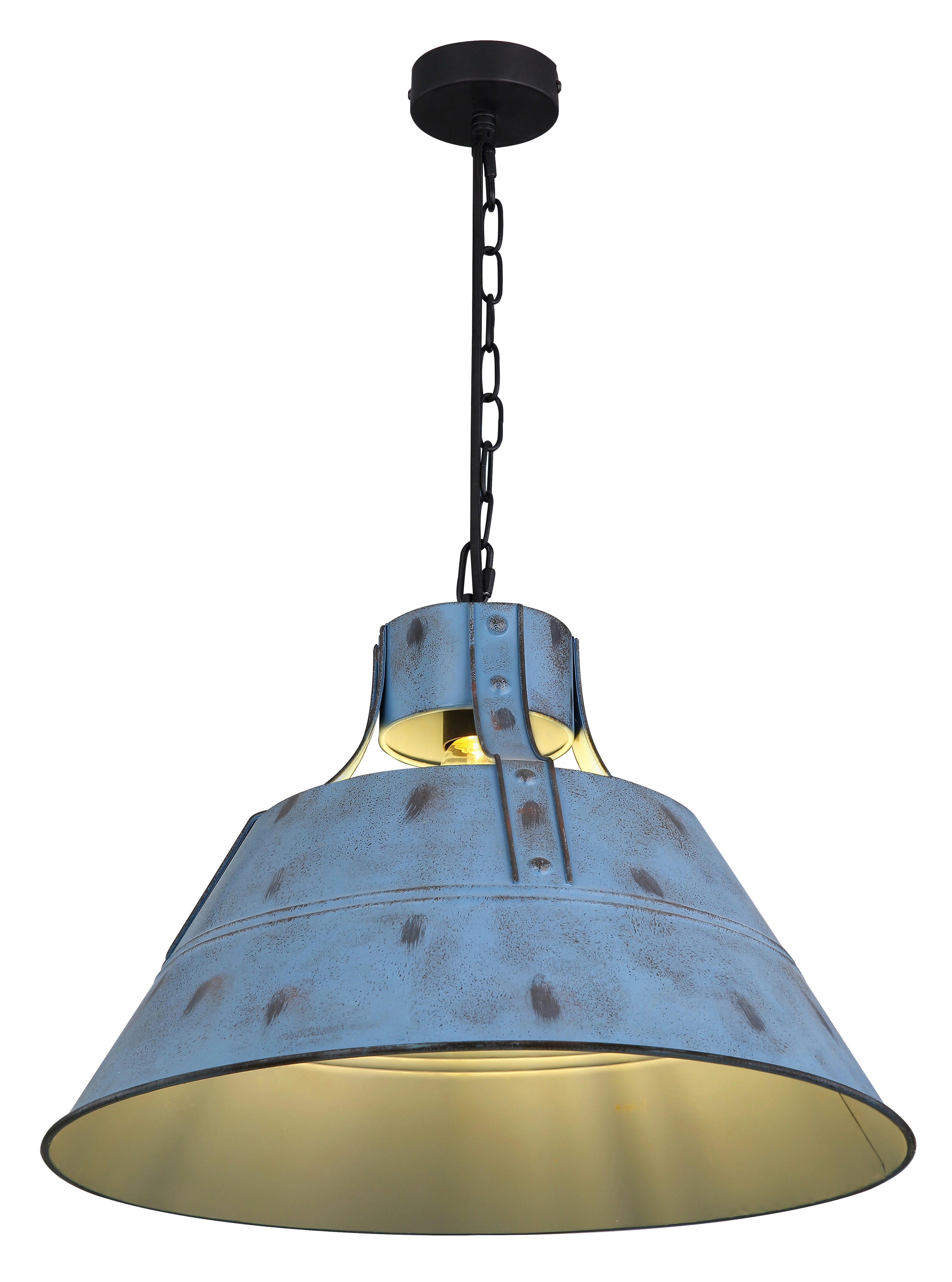 GLOBO Pendelleuchte 15366B blau Metall H/D: ca. 150x45 cm E27 1 Brennstellen Günther - blau (45,00/150,00cm) - GLOBO