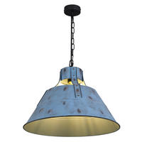 GLOBO Pendelleuchte 15366B blau Metall H/D: ca. 150x45 cm E27 1 Brennstellen Günther - blau (45,00/150,00cm) - GLOBO