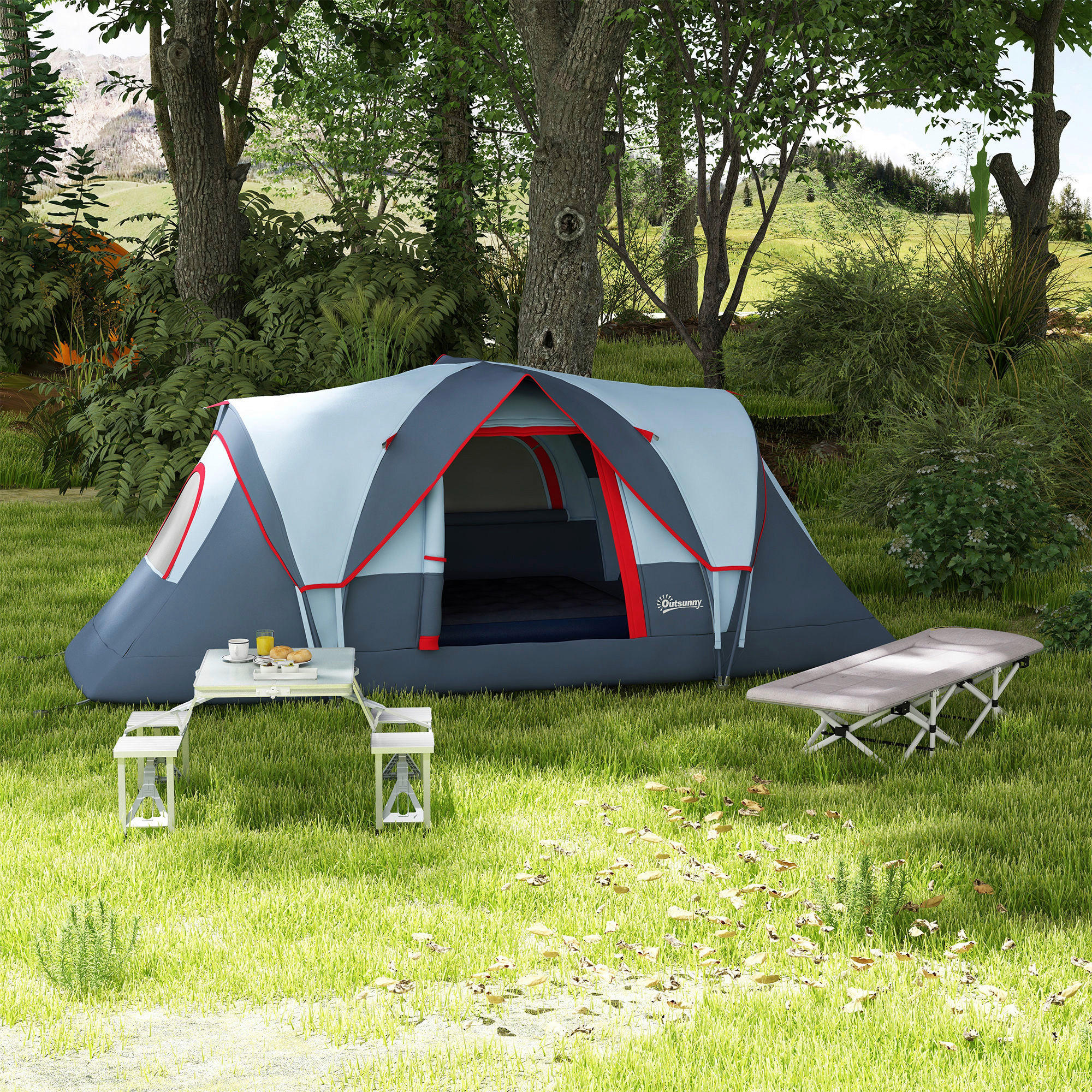 Outsunny Feldbett B/H/L: ca. 65x42x200 cm Feldbett - grau (200,00/65,00/42,00cm) - Outsunny