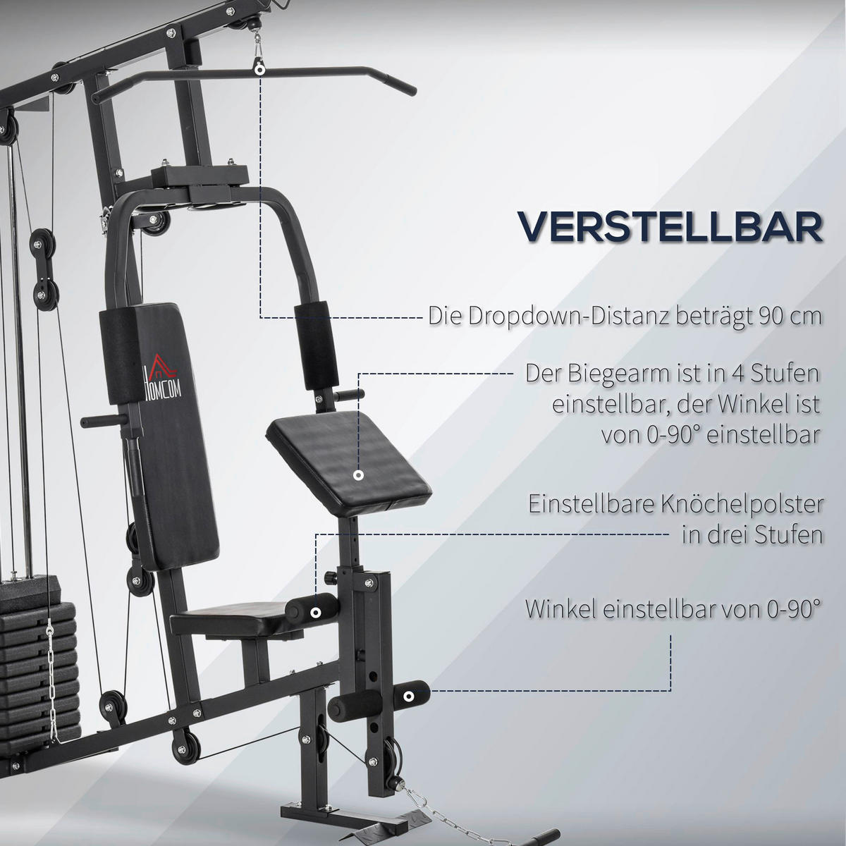 HOMCOM Kraftstation schwarz Kunstleder B/H/L: ca. 108x207x148 cm Kraftstation - schwarz (148,00/108,00/207,00cm) - HOMCOM