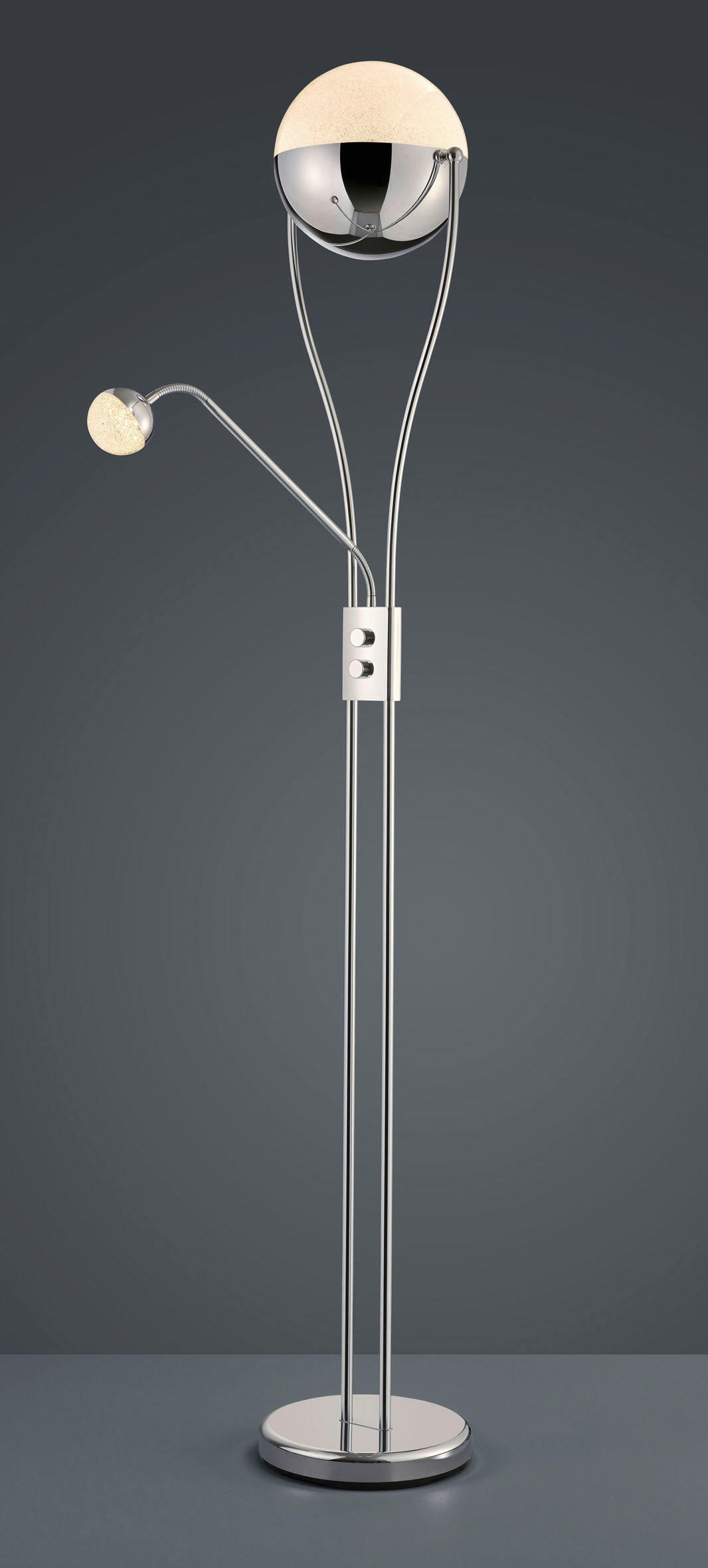 LED Stehleuchte in Chrom und Transparent 22W 2000lm