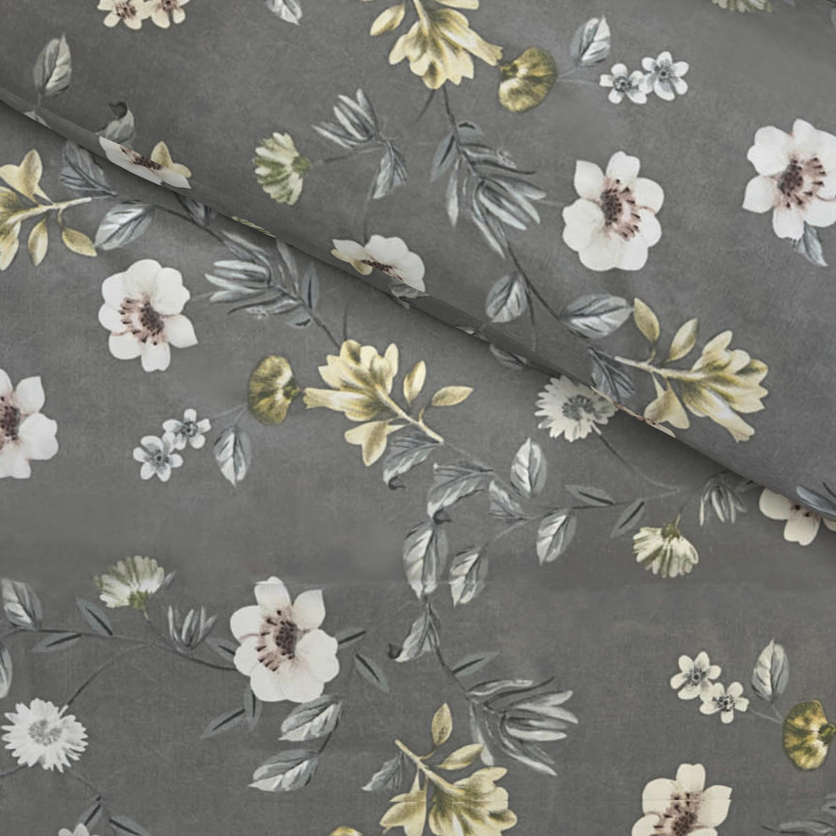 Microfaser Bettwäsche Bettwäsche_Microfaser Blumen - grau (135,00/200,00cm)
