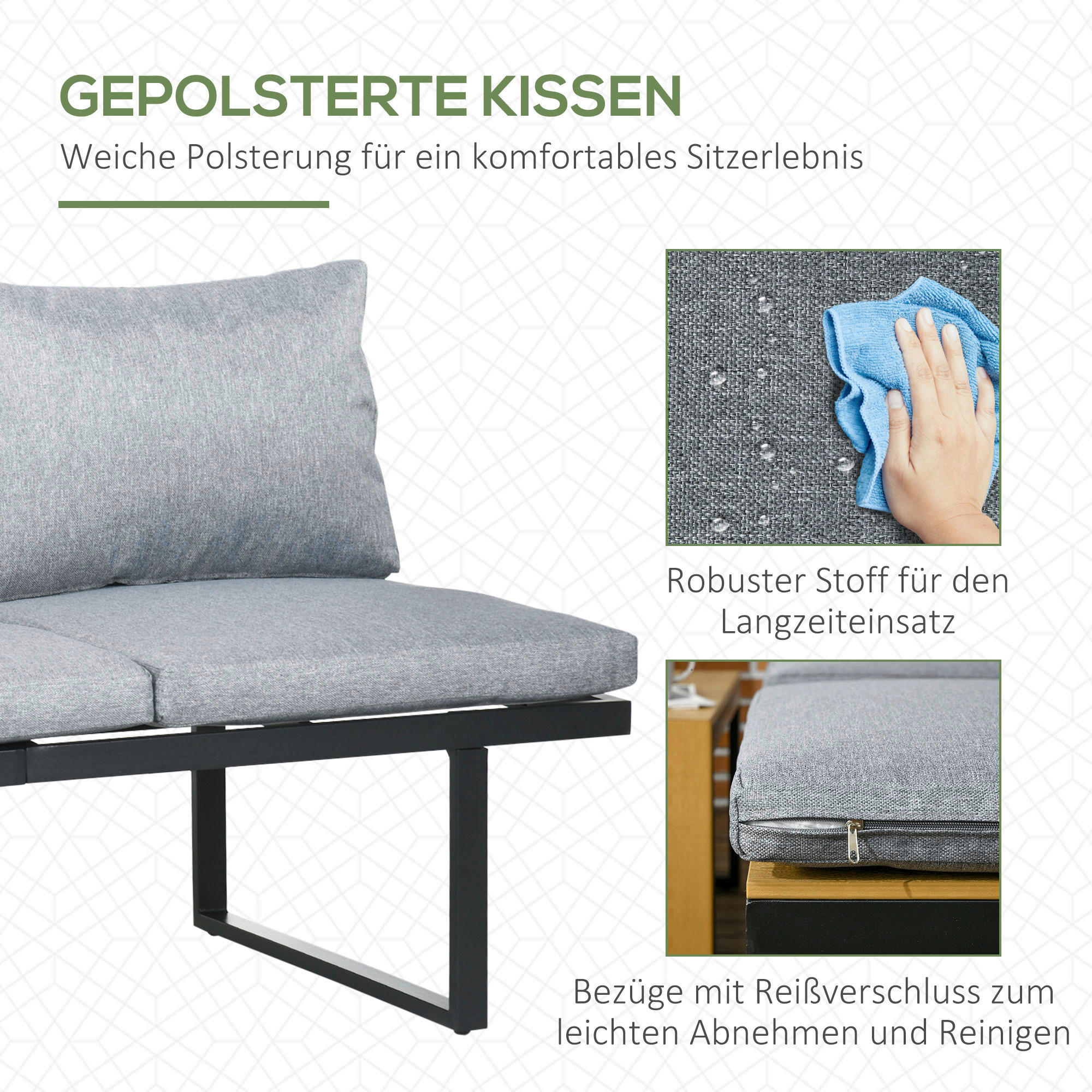 Outsunny Gartensitzgruppe hellgrau Aluminium B/H/L: ca. 78x72x150 cm Gartensitzgruppe - hellgrau (150,00/78,00/72,00cm) - Outsunny