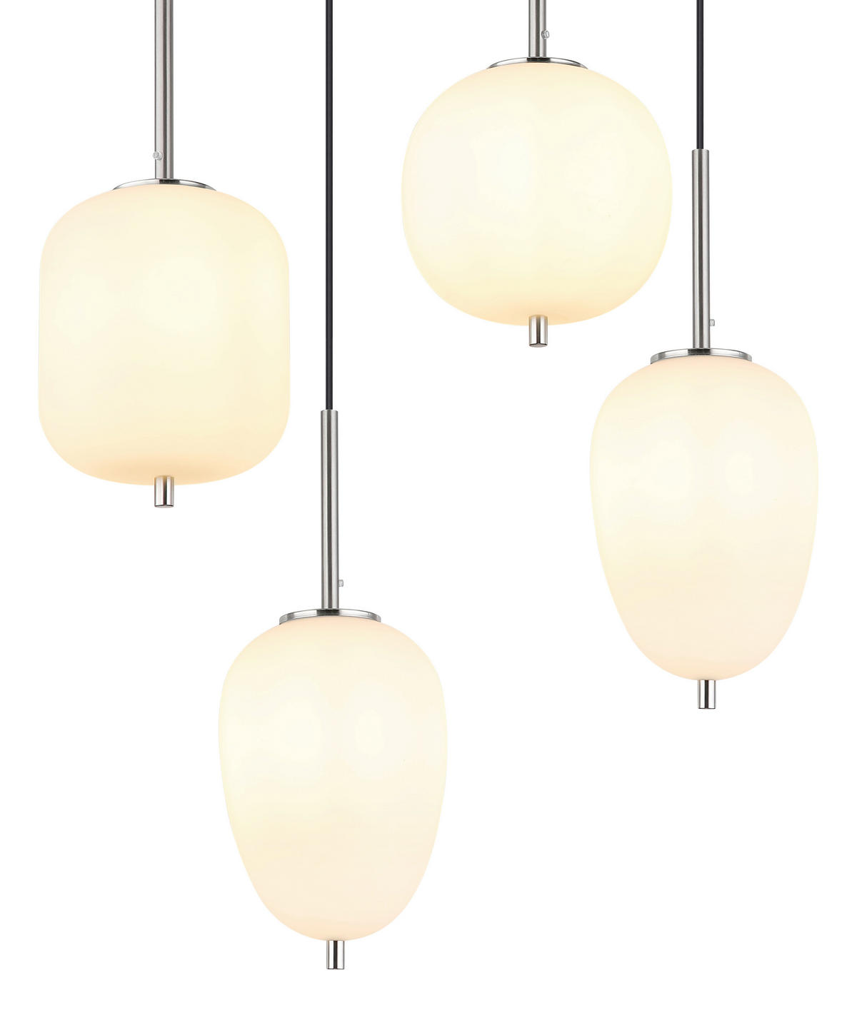 GLOBO Pendelleuchte nickel Glas Metall B/H/T: ca. 34x120x80 cm 6.0 Brennstellen 15345-6NO - nickel (34,00/120,00/80,00cm) - GLOBO