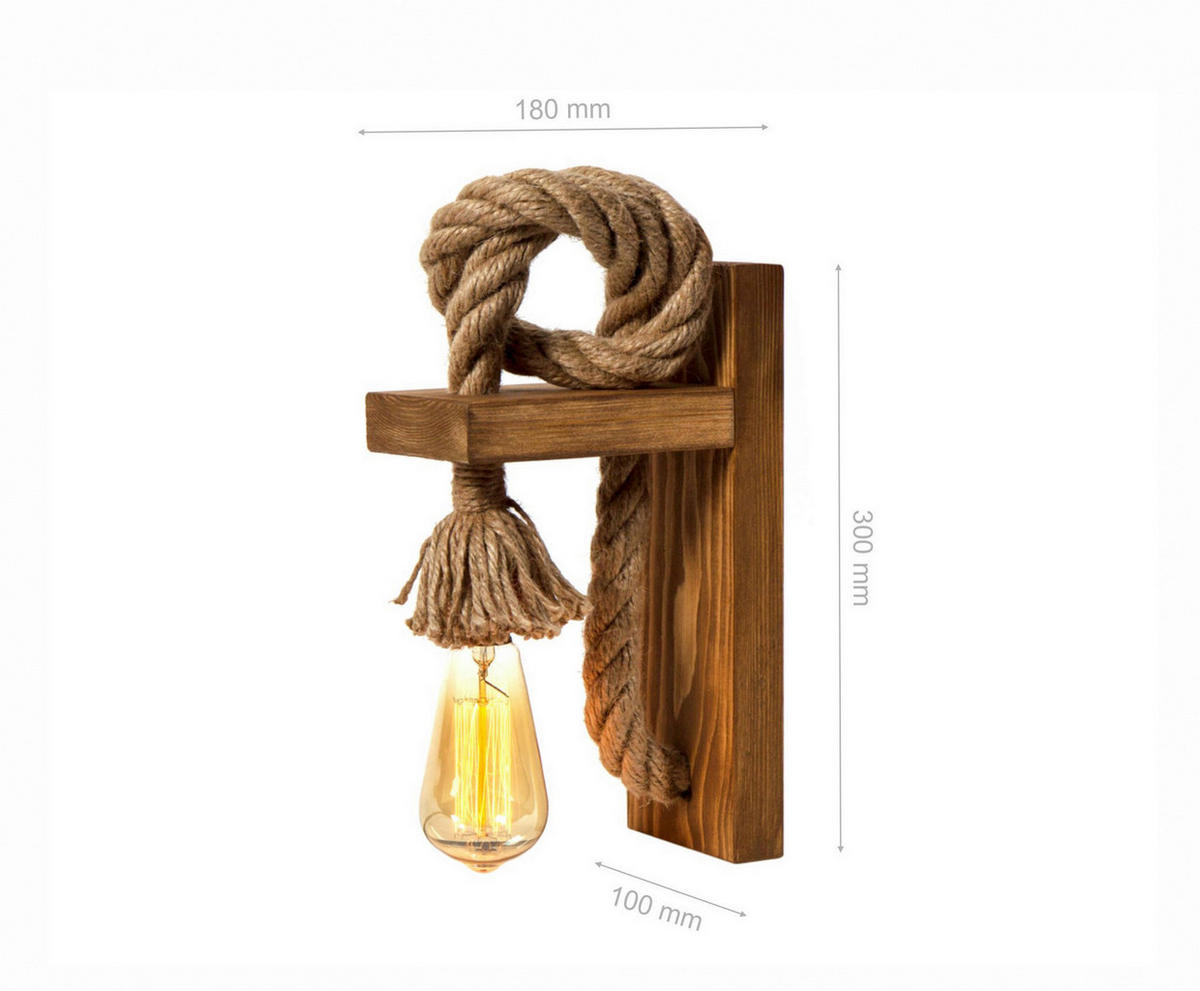 Opviq Wandleuchte Erebos braun gold Holz B/H/T/L: ca. 30x10x30x18 cm E27 1 Brennstellen Erebos - braun/gold (18,00/30,00/10,00cm) - Opviq