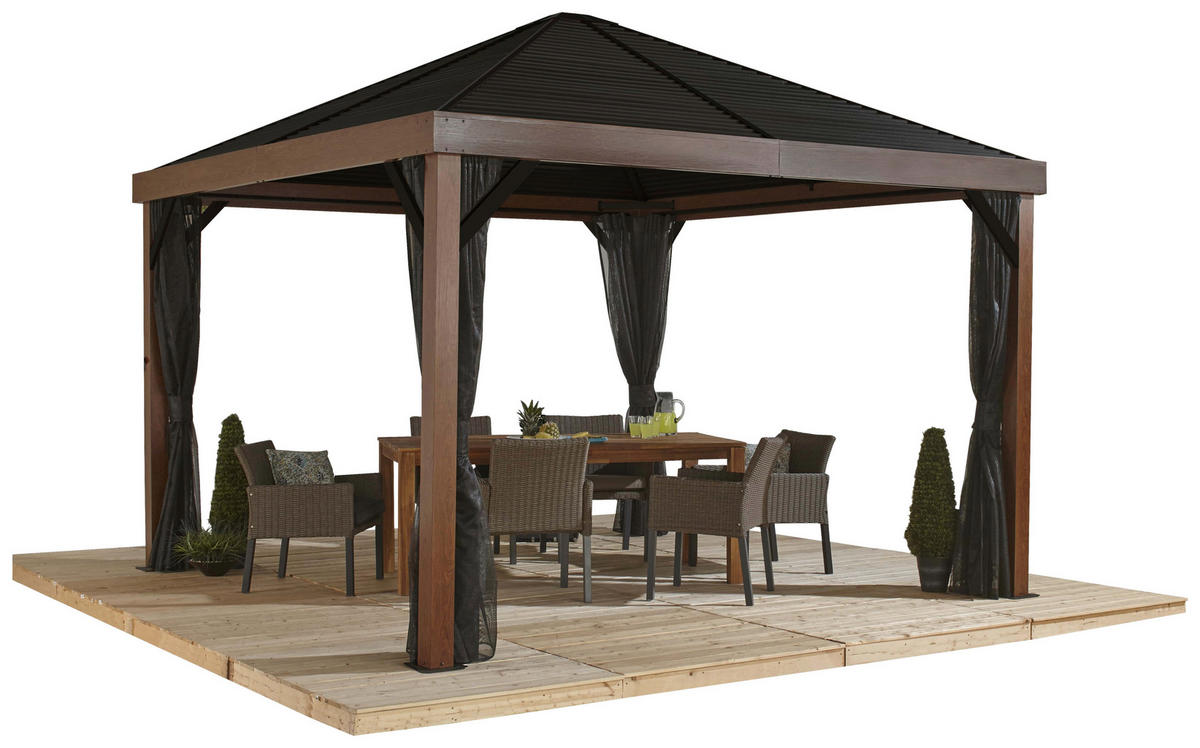 Sojag Pavillon Valencia braun Aluminium B/H/T: ca. 363x310x363 cm Valencia - braun/schwarz (363,00/310,00/363,00cm) - Sojag