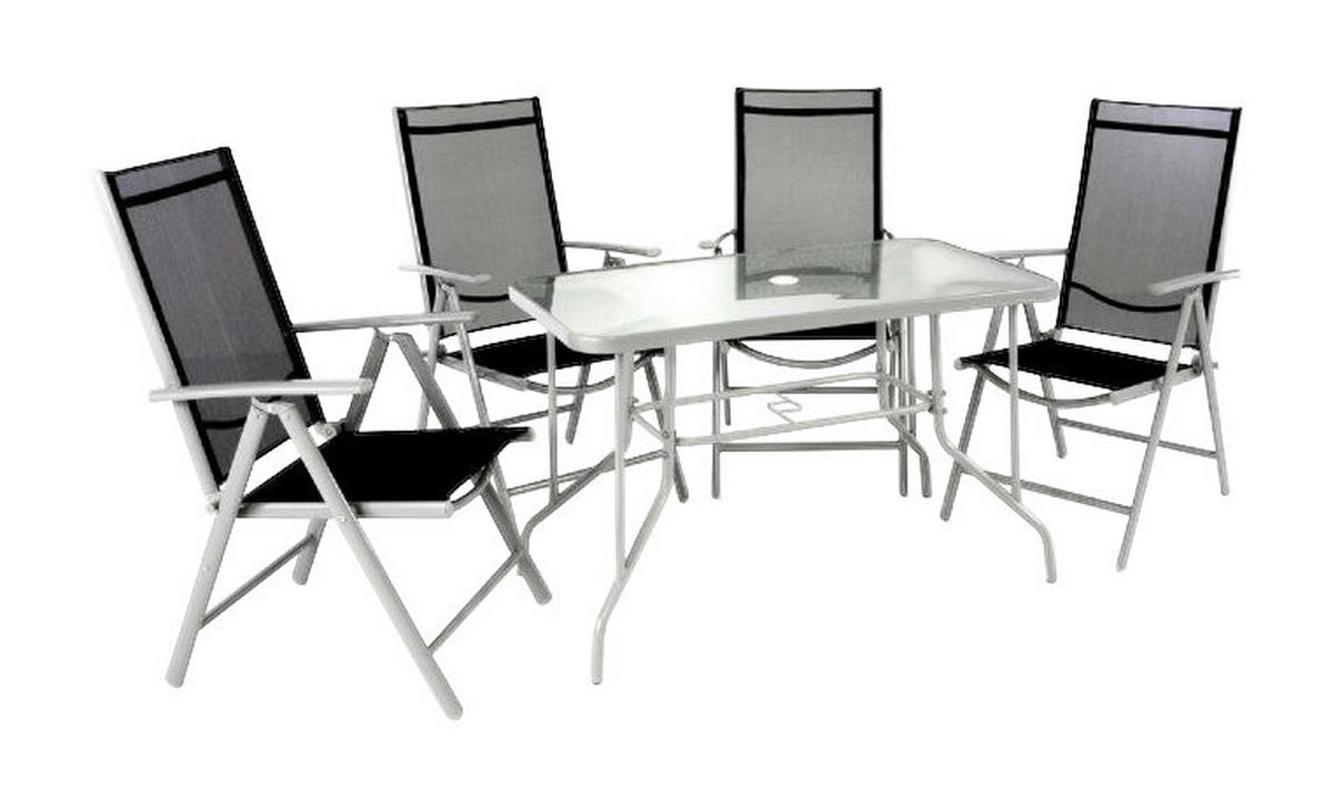 VCM Gartensitzgruppe silber Aluminium B/H/T: ca. 60x72x110 cm Gartensitzgruppe_5tlg. - anthrazit/silber (60,00/72,00/110,00cm) - VCM