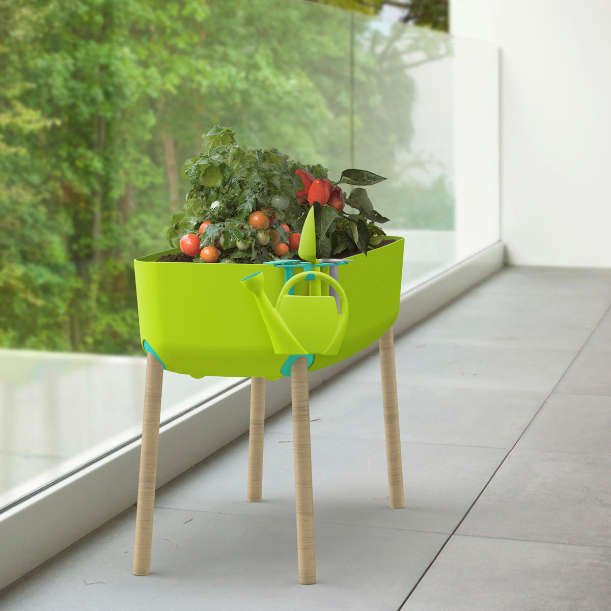 Gardenico Hochbeet für Kinder grün Holz B/H/L: ca. 38x56x76 cm Hochbeet_für_Kinder - grün (76,00/38,00/56,00cm) - Gardenico