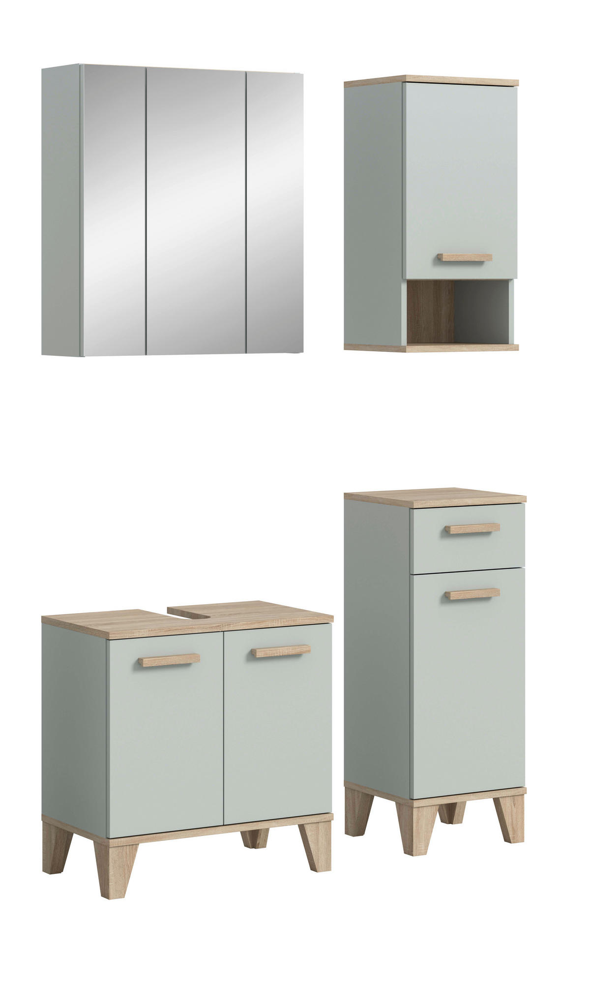 Badezimmer-Set STAR hellgrün Eiche hell Nachbildung B/H/T: ca. 109x190x34 cm STAR - hellgrün (109,00/190,00/34,00cm) - xonox.home