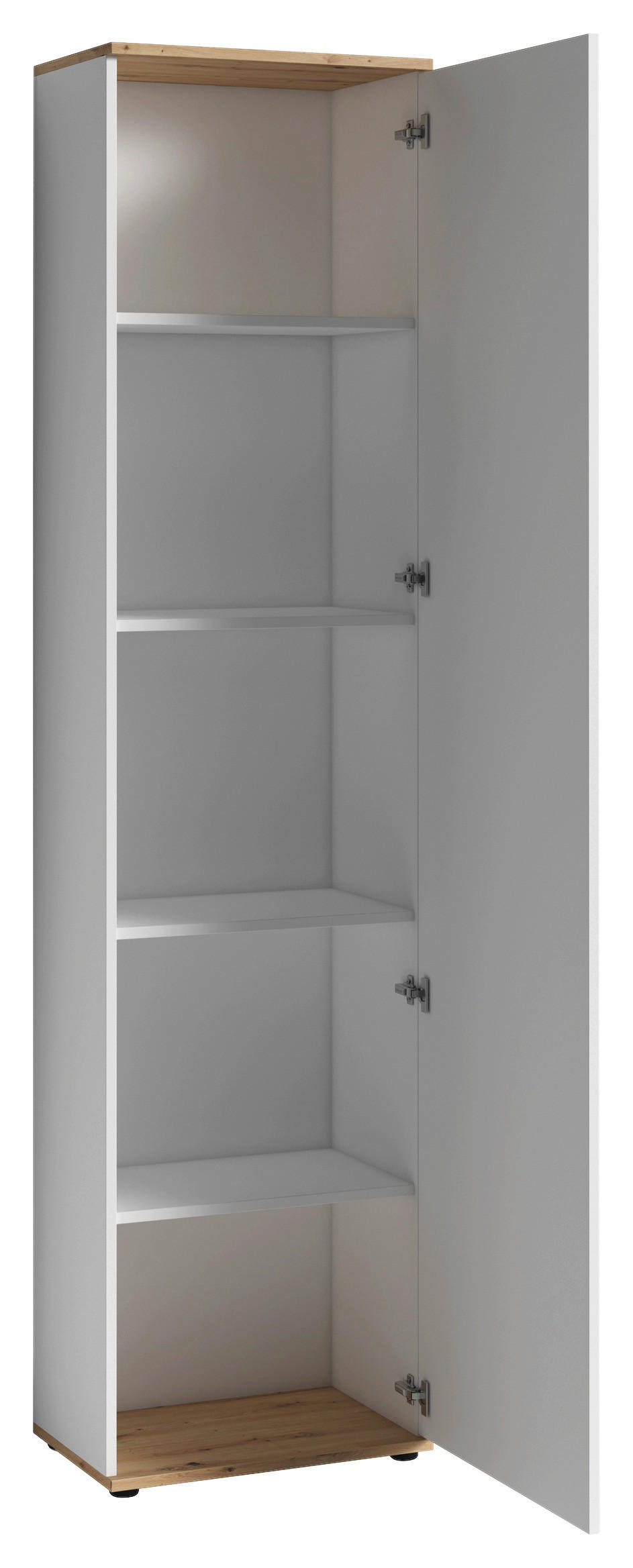 Hochschrank JAKOB weiß Eiche Nachbildung B/H/T: ca. 49x196x30 cm JAKOB - Eiche/weiß (49,00/196,00/30,00cm) - byLIVING