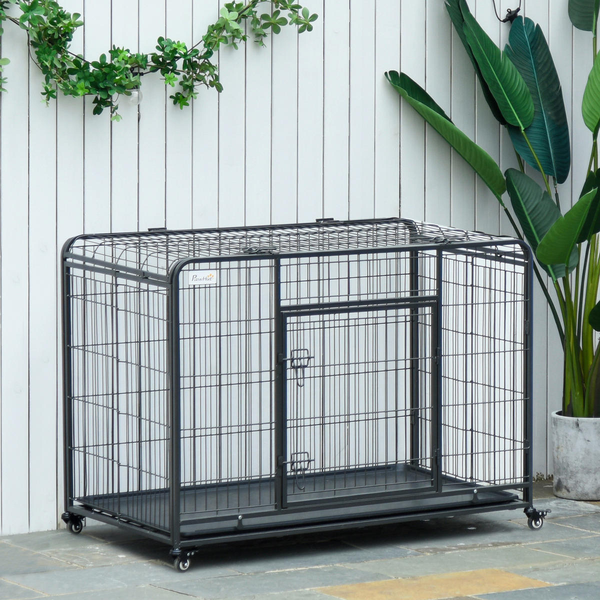 PawHut Hunde-Zubehör dunkelgrau Polypropylen B/H/L: ca. 58x94x69,5 cm Hundekäfig - dunkelgrau (69,50/58,00/94,00cm) - PawHut