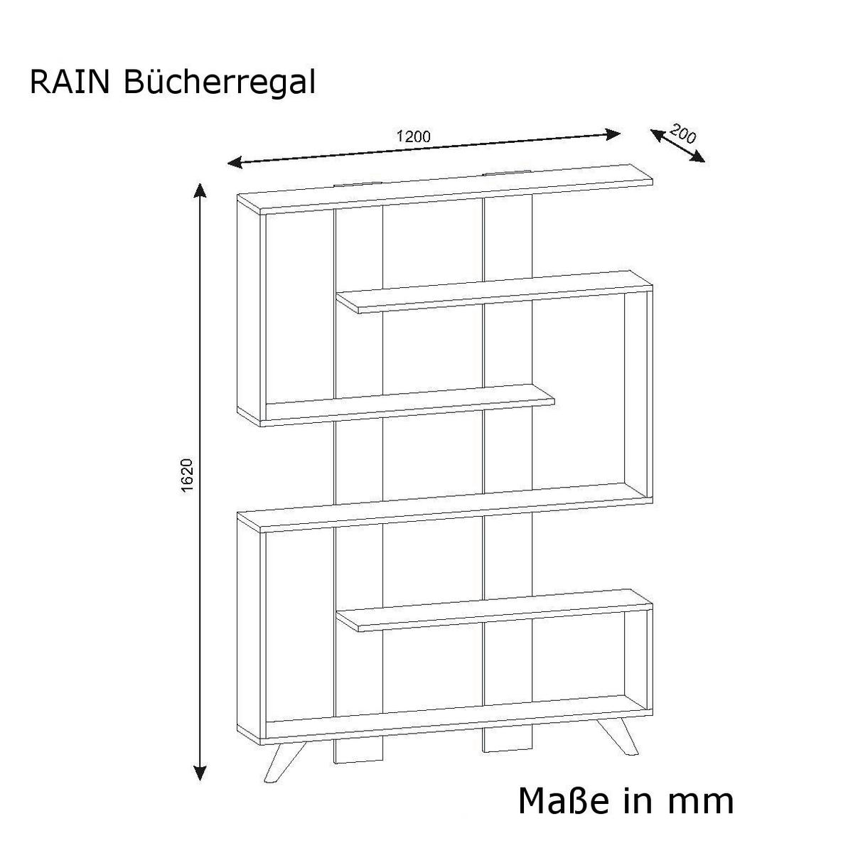 Regal Rain weiß walnuss Nachbildung B/H/T: ca. 120x162x20 cm Rain - weiß/walnuss (120,00/162,00/20,00cm) - moebel17