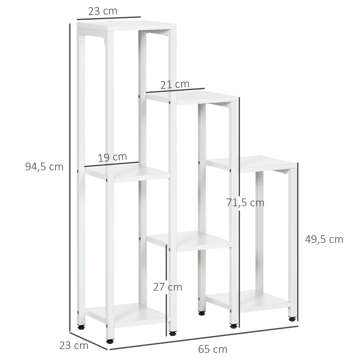 Outsunny Blumenständer weiß MDF B/H/L: ca. 23x95x65 cm Blumenständer - weiß (65,00/23,00/95,00cm) - Outsunny