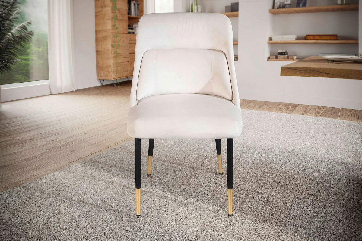 Stuhl beige Polyester Esszimmerstuhl - beige - Wohnling