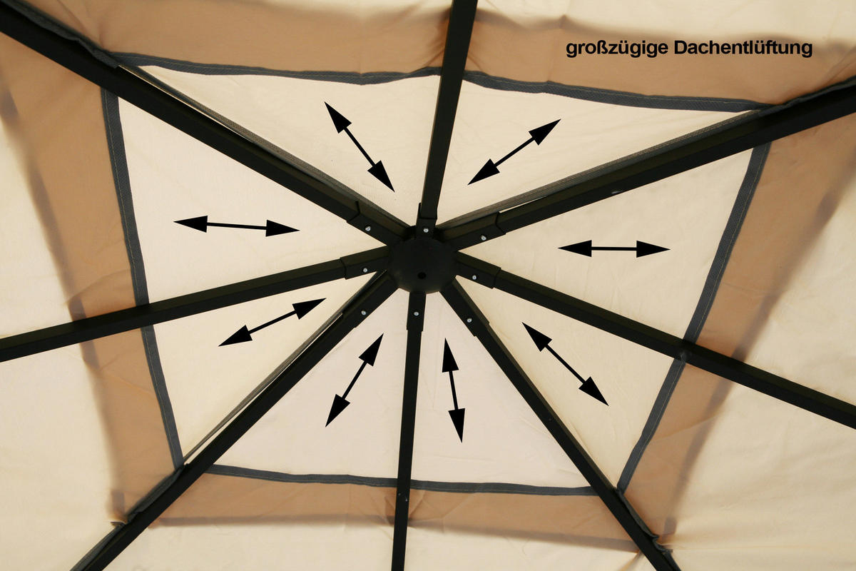 Grasekamp Pavillon Amalfi Flex beige Stahl B/H/L: ca. 300x253x300 cm Amalfi Flex - beige (300,00/300,00/253,00cm) - Grasekamp
