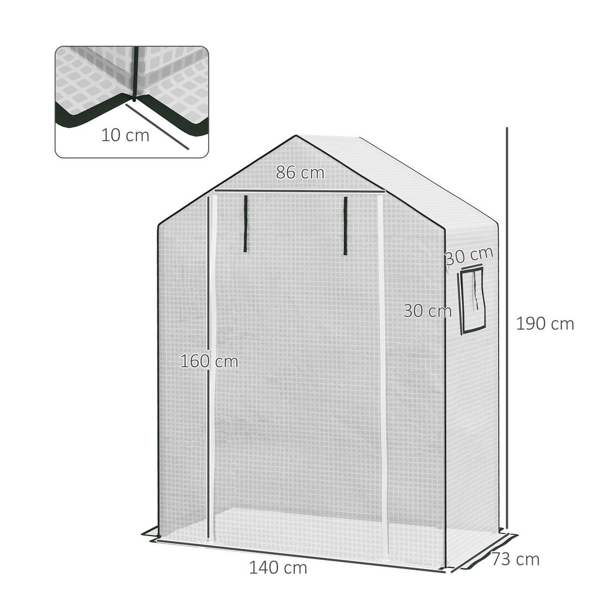 Outsunny Ersatzfolie weiß Kunststoff B/H/L: ca. 73x190x140 cm Ersatzfolie - weiß (140,00/73,00/190,00cm) - Outsunny