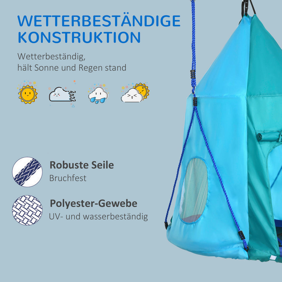 Outsunny Schaukel blau B/H/L: ca. 100x100x150 cm Nestschaukel - blau/grün (150,00/100,00/100,00cm) - Outsunny