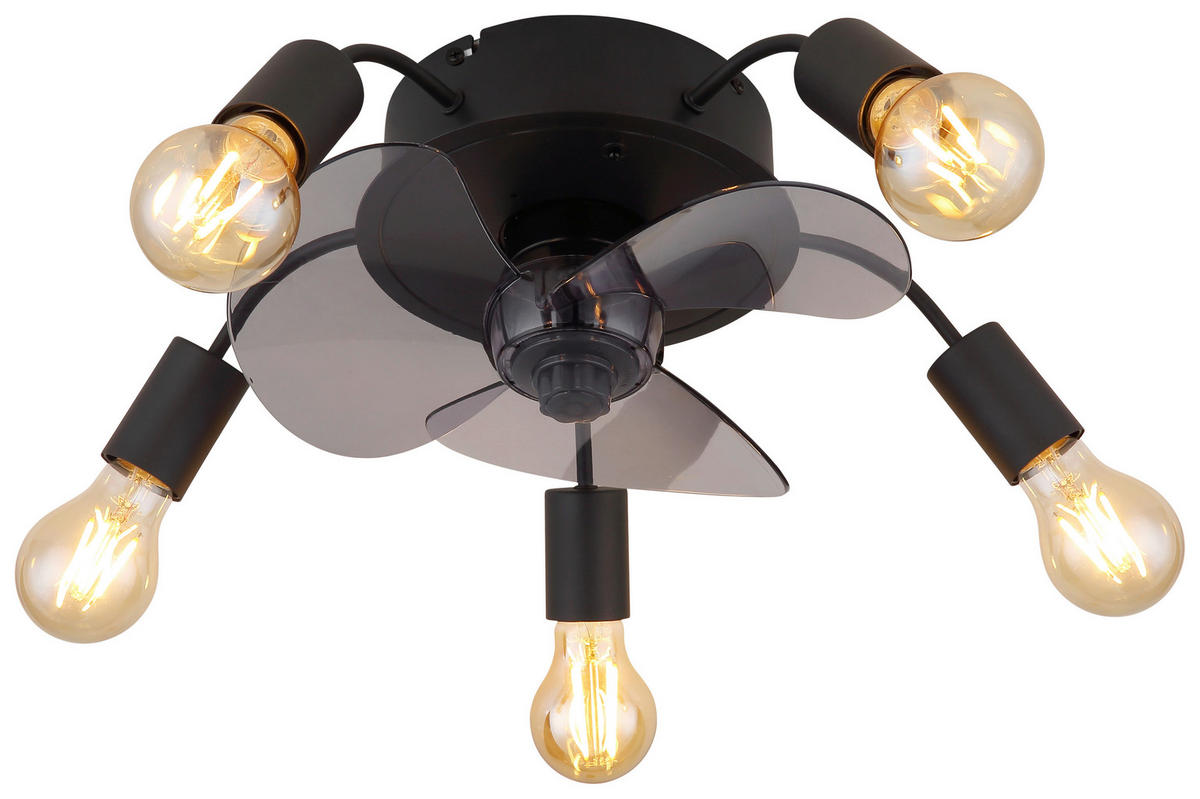 GLOBO Deckenventilator ALISHA 3647 Rauch schwarz H/D: ca. 15x42 cm max. 40 W ALISHA - schwarz/Rauch (42,00/15,00cm) - GLOBO