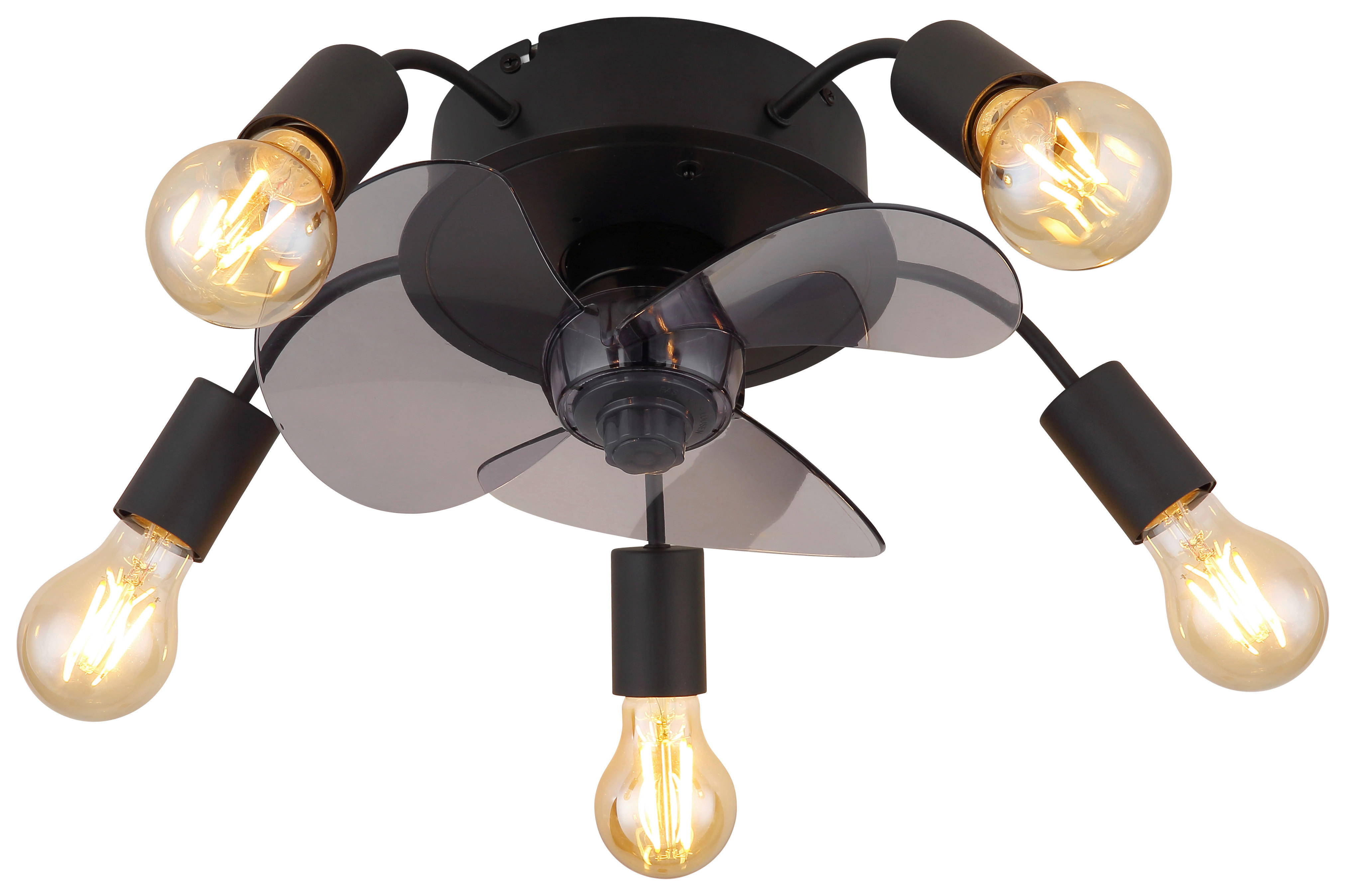 GLOBO Deckenventilator ALISHA 3647 Rauch schwarz H/D: ca. 15x42 cm max. 40 günstig online kaufen