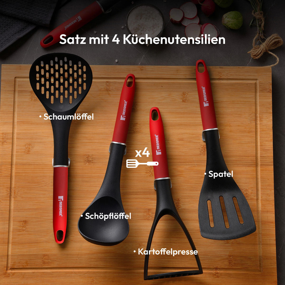 BERGNER Küchenhelferset Classique schwarz Kunststoff Classique - schwarz - BERGNER